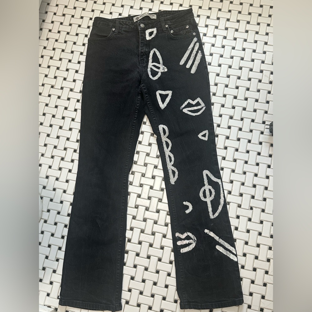 Stylish Black Graphic Women Jeans